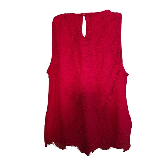Three Pink Hearts‎ - Ladies Red Lace Top - SZ XL - Pit to Pit 19" Length 22" - Picture 2 of 7